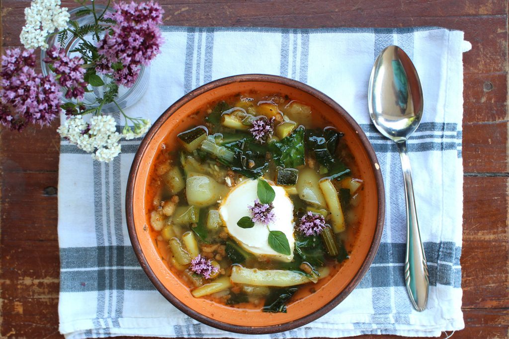 zelenjavna juha recept fižol bučke paprika korenje